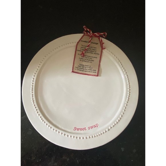 Mud Pie 12" White Sweet Swap Cookie ExchangePlatter - Picture 1 of 6
